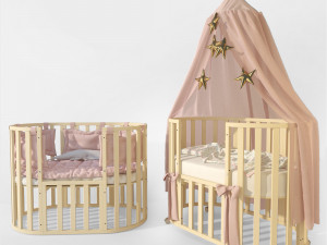 oval crib letto bambini elegante ivory 3Dモデル