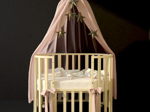 oval crib letto bambini elegante ivory 3D Model