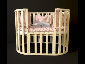 oval crib letto bambini elegante ivory 3D Model