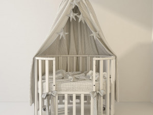oval crib letto bambini elegante ivory 3D Model