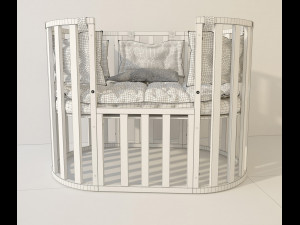 oval crib letto bambini elegante ivory 3D Model