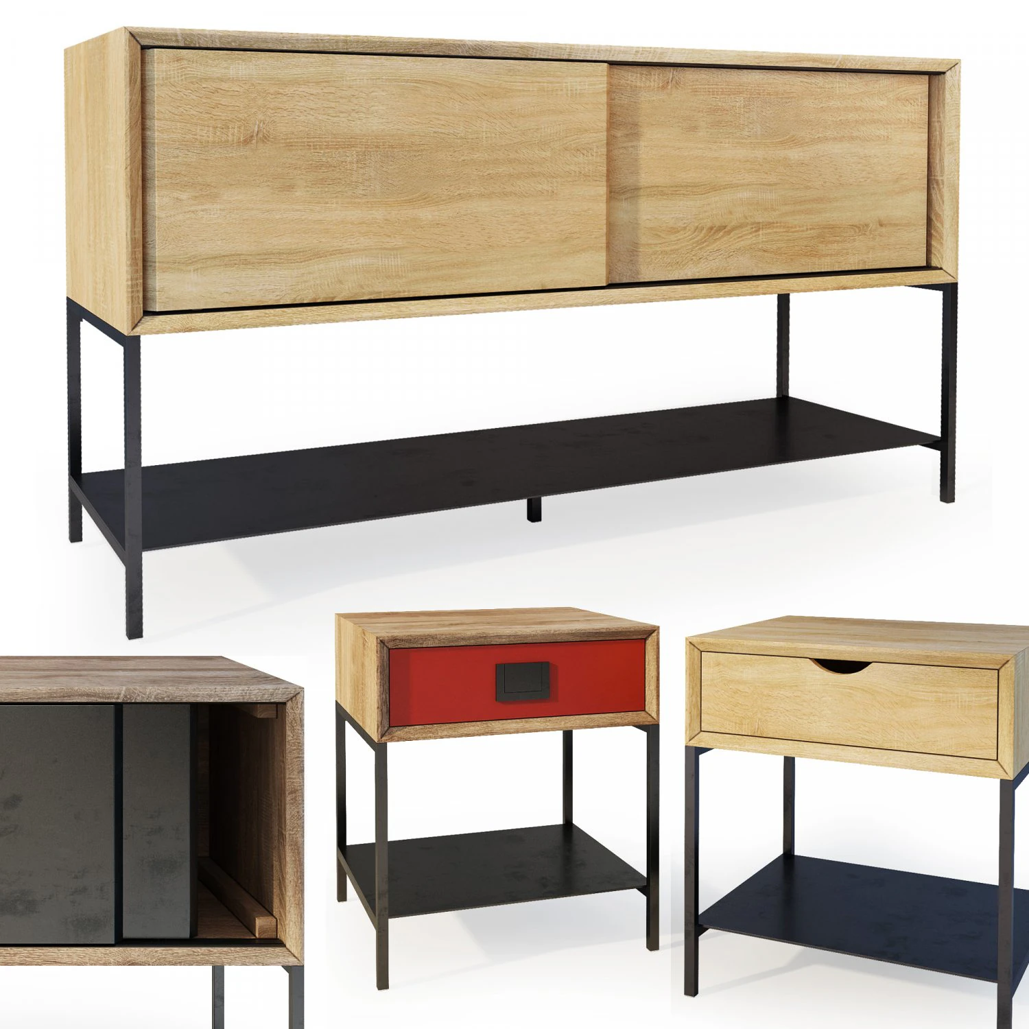 nightstand sideboard la redoute mambo 3D Model .c4d .max .obj .3ds .fbx .stl .blend 
