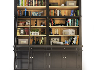 versailles bookcase with ladder in black maisons du monde 3D Модель