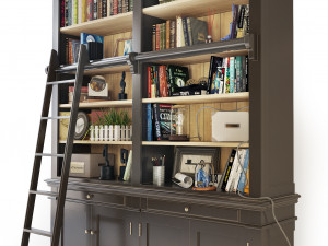 versailles bookcase with ladder in black maisons du monde 3D Модель