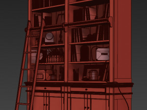 versailles bookcase with ladder in black maisons du monde 3D Модель