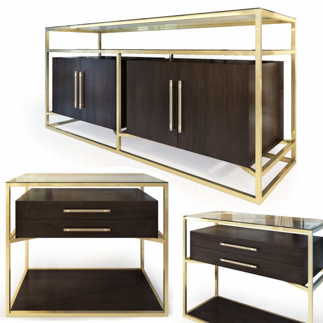 hooker curata sideboard nightstand Modelo 3D .c4d .max .obj .3ds .fbx .stl .blend 