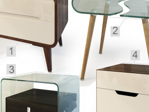 modern nightstand bedside table set imodern 3D Model
