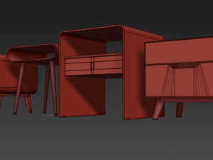 modern nightstand bedside table set imodern 3D Model