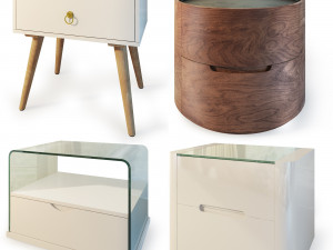 modern nightstand bedside table set 2 imodern 3D Model