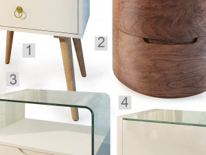 modern nightstand bedside table set 2 imodern 3D Model