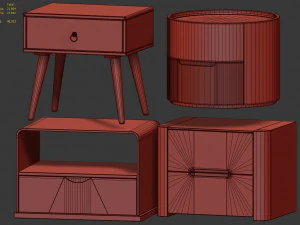 modern nightstand bedside table set 2 imodern 3D Model