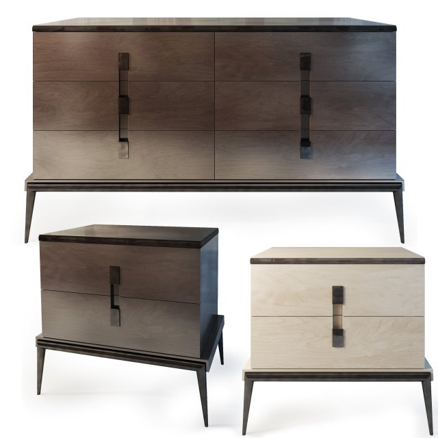 langham dresser nightstand the sofa chair company 3D Model .c4d .max .obj .3ds .fbx .stl .blend 