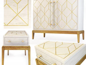 aparador criado-mudo perrine bassett espelho Modelo 3D