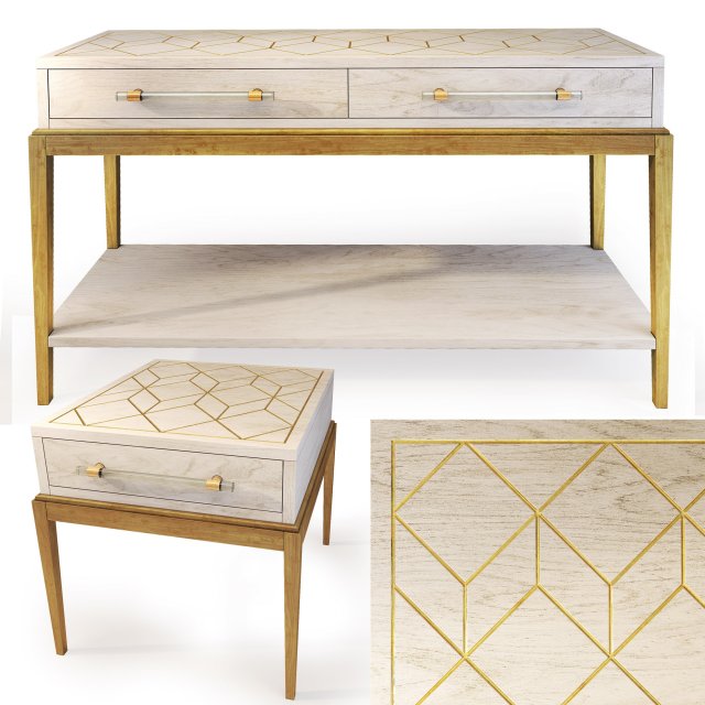 console perrine bassett mirror 3D Model .c4d .max .obj .3ds .fbx .stl .blend 
