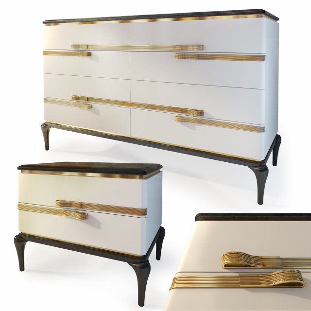 dresser bedside table dilan by ar arredamenti Modèle 3D .c4d .max .obj .3ds .fbx .stl .blend 