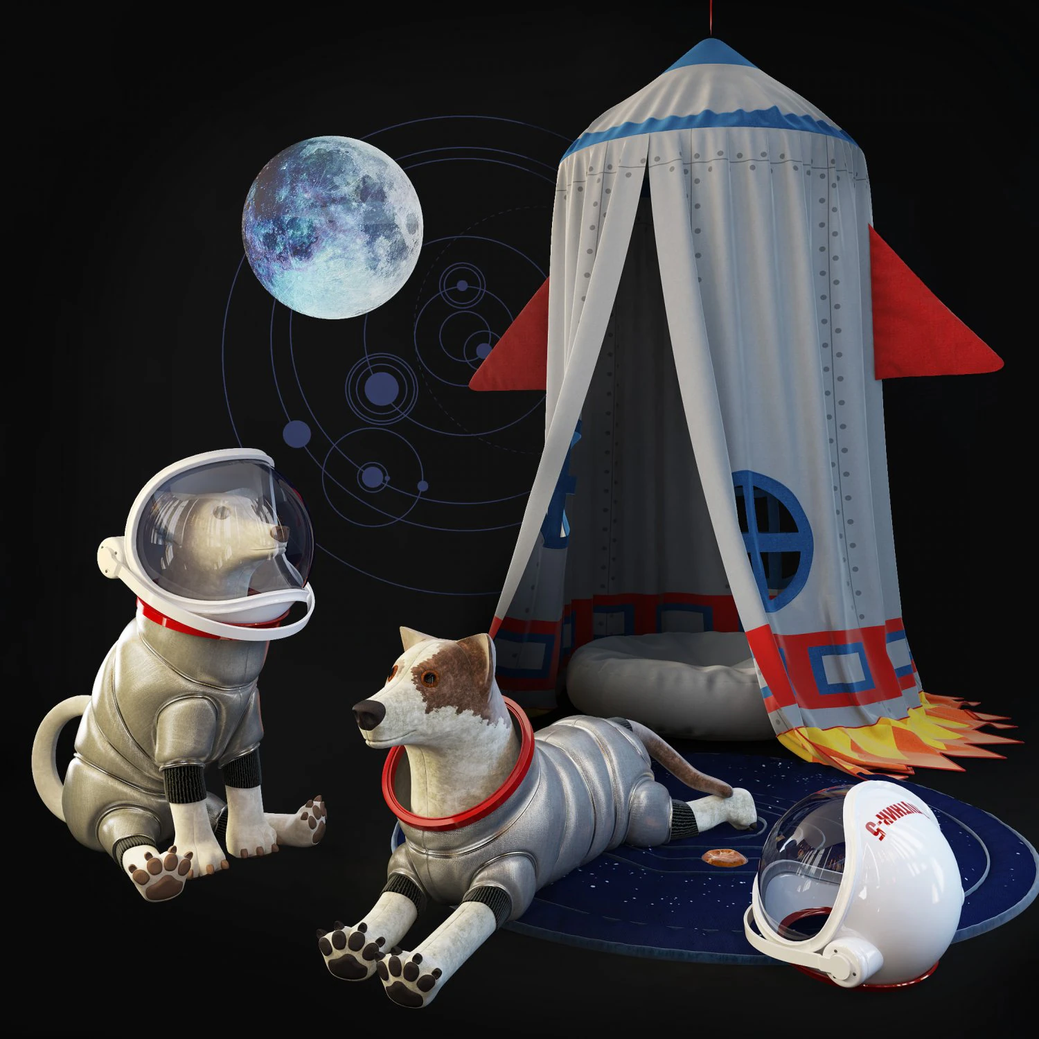 childrens room set tent rocket dogs astronauts toy dod 3D Model .c4d .max .obj .3ds .fbx .stl .blend 