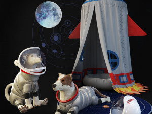 childrens room set tent rocket dogs astronauts toy dod 3D Model