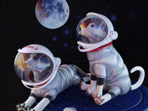 childrens room set tent rocket dogs astronauts toy dod 3D Model