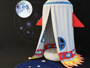 childrens room set tent rocket dogs astronauts toy dod Modello 3D