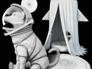 childrens room set tent rocket dogs astronauts toy dod 3D Model