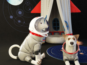 childrens room set tent rocket dogs astronauts toy dod Modello 3D