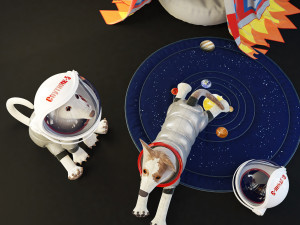 childrens room set tent rocket dogs astronauts toy dod Modello 3D