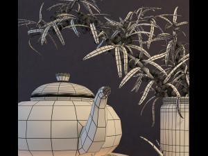 sea buckthorn and teapot 3D Model