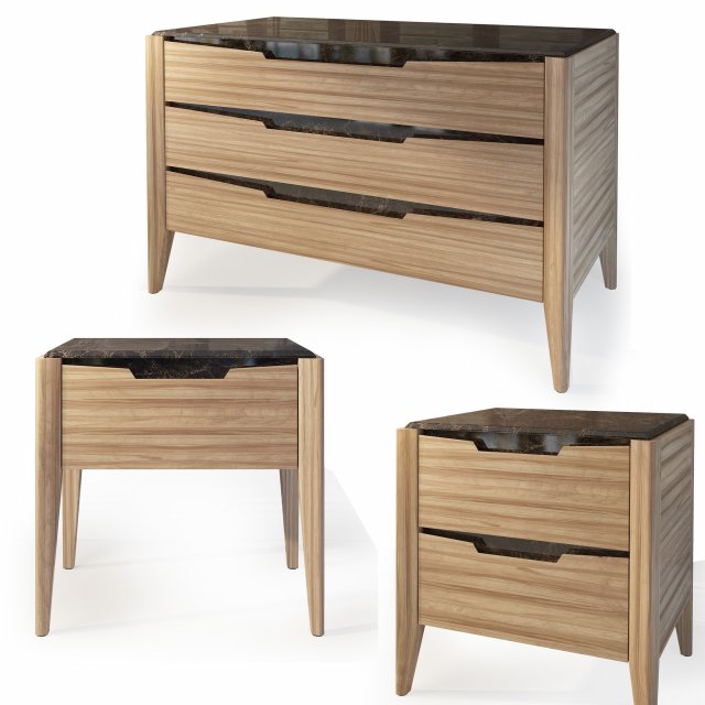dresser and nightstand anniversary by moletta 3D Model .c4d .max .obj .3ds .fbx .stl .blend 