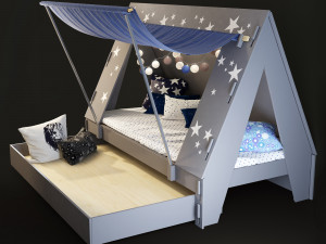 mathy by bols kids tent cabin bed with trundle drawer 3D Model