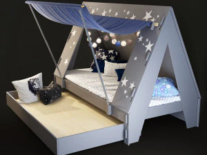 mathy by bols kids tent cabin bed with trundle drawer 3D Model