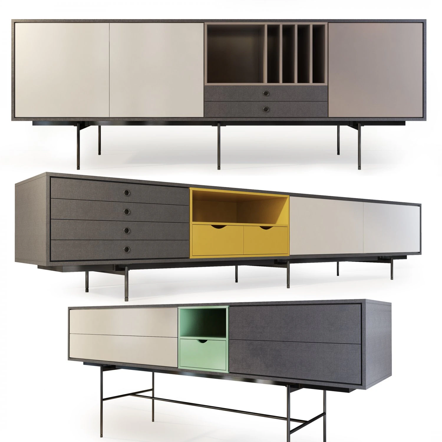 aura tv stand sideboard by treku 3D Model .c4d .max .obj .3ds .fbx .stl .blend 