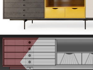 aura tv stand sideboard by treku Model 3D