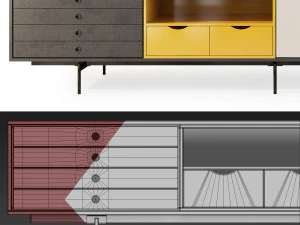 aura tv stand sideboard by treku 3D Model