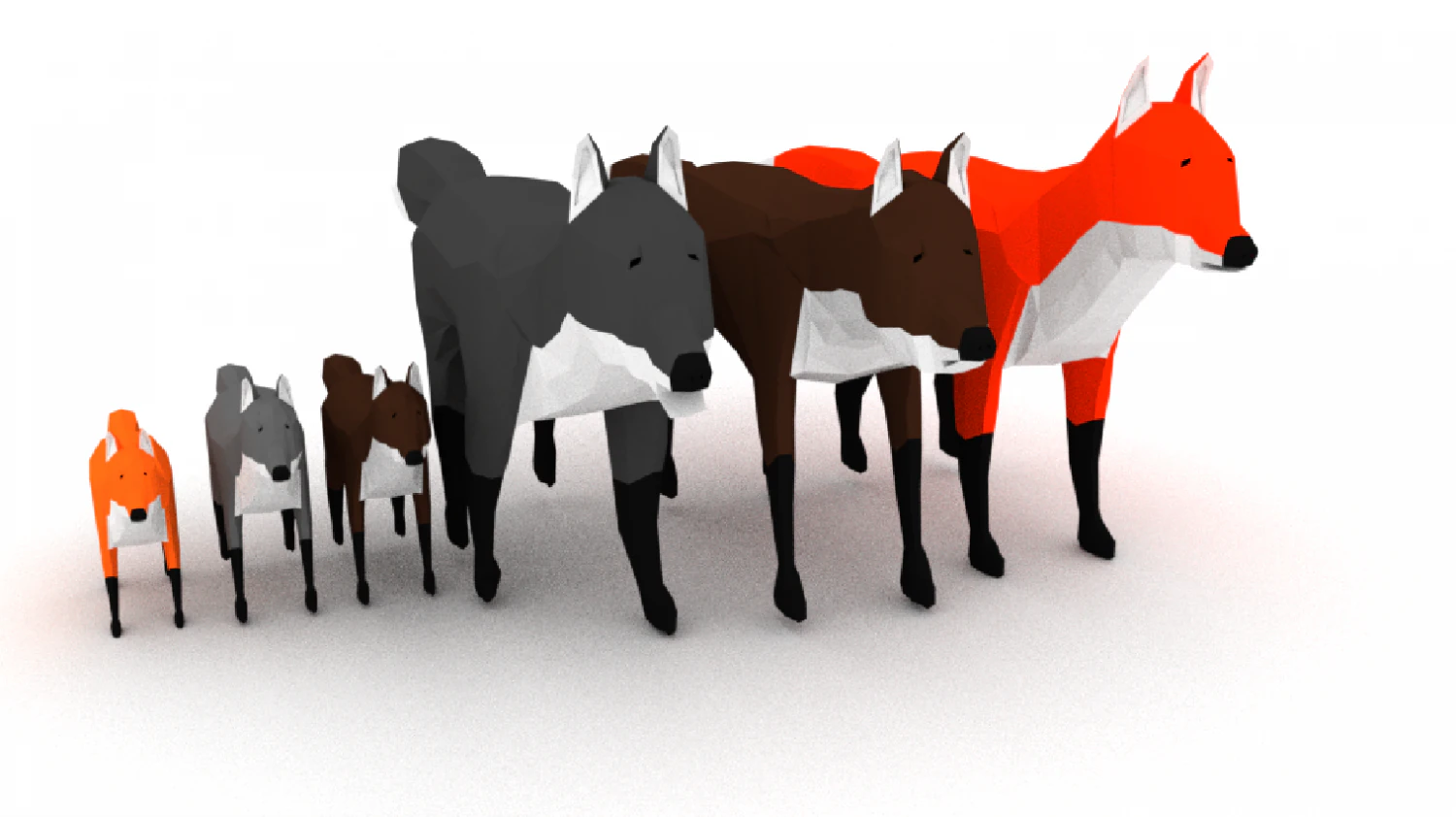 lowpoly fox wolf trees 3D Model .c4d .max .obj .3ds .fbx .stl .blend 