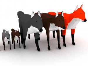 lowpoly fox wolf trees 3D 모델