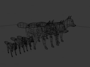 lowpoly fox wolf trees 3D Model