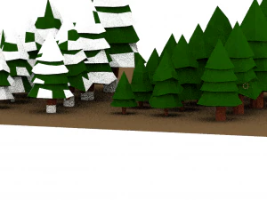 lowpoly fox wolf trees 3D Model