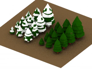 lowpoly fox wolf trees 3D Model