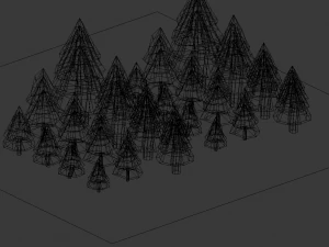lowpoly fox wolf trees 3D Model