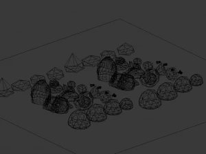 lowpoly fox wolf trees 3D Model