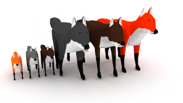 lowpoly fox trees 3D मॉडल .c4d .max .obj .3ds .fbx .stl .blend 