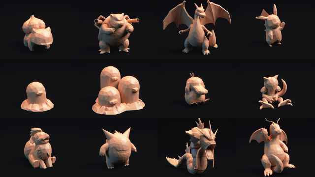 lowpoly pokemon art collection Modelo de Impressão 3D .c4d .max .obj .3ds .fbx .stl .blend 