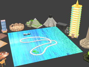 conjunto de objetos 3d Modelo 3D