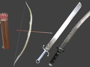 swords and bow 3D Model