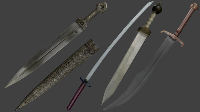 swords pack 3D मॉडल .c4d .max .obj .3ds .fbx .stl .blend 