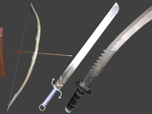 swords and bow com-pack 3D Model