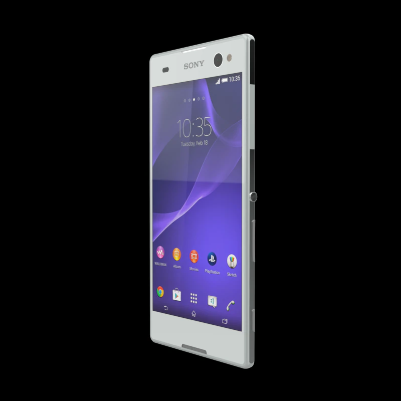 sony xperia c3 gsm phone dual sim white 3D Model .c4d .max .obj .3ds .fbx .stl .blend 