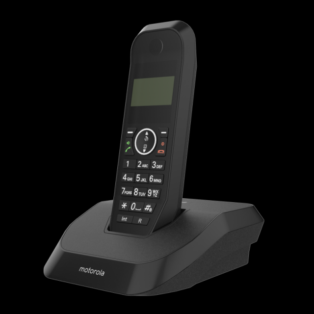 motorola s2001i cordless phone black 3D Модель .c4d .max .obj .3ds .fbx .stl .blend 