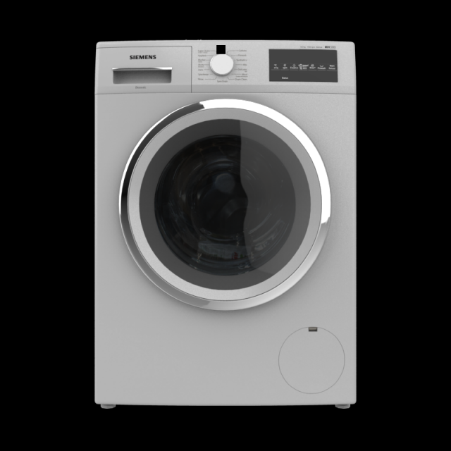 washing machine 8kg front load silver 3D मॉडल .c4d .max .obj .3ds .fbx .stl .blend 