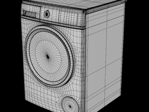 washing machine 8kg front load silver 3D मॉडल